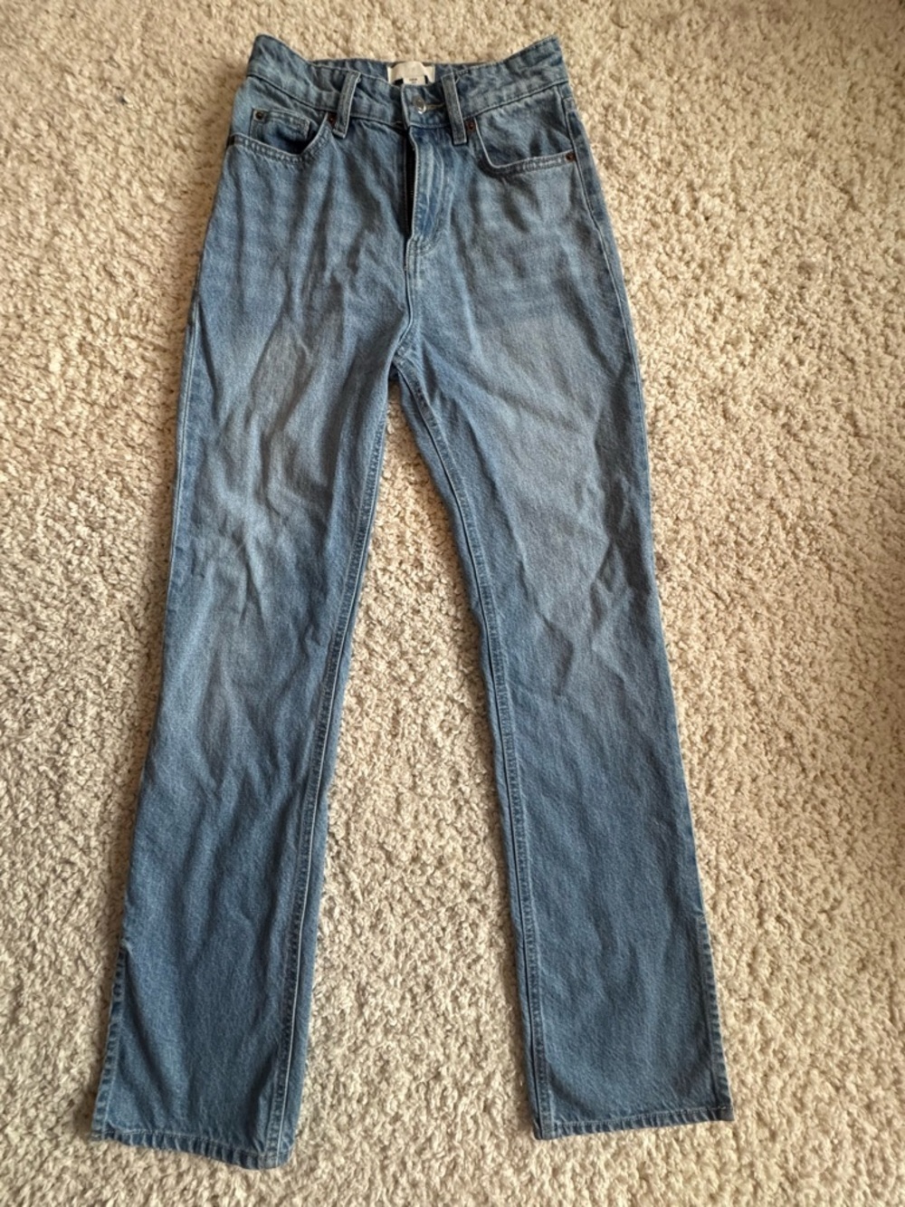 H&M Slit Hem Jeans in Light Blue Denim